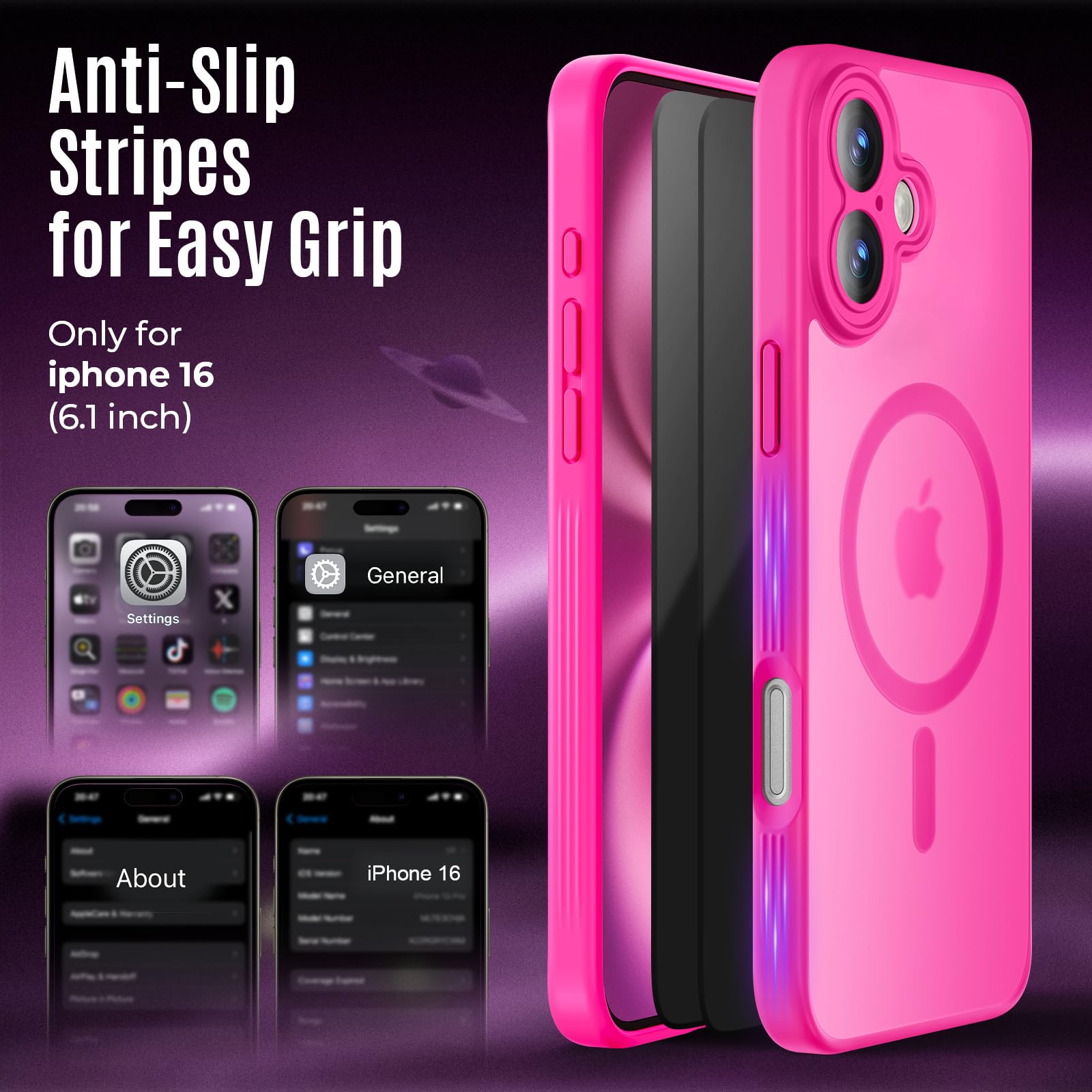 Amazon.com: Symcele Designed for iPhone 16 Case, Hot Pink